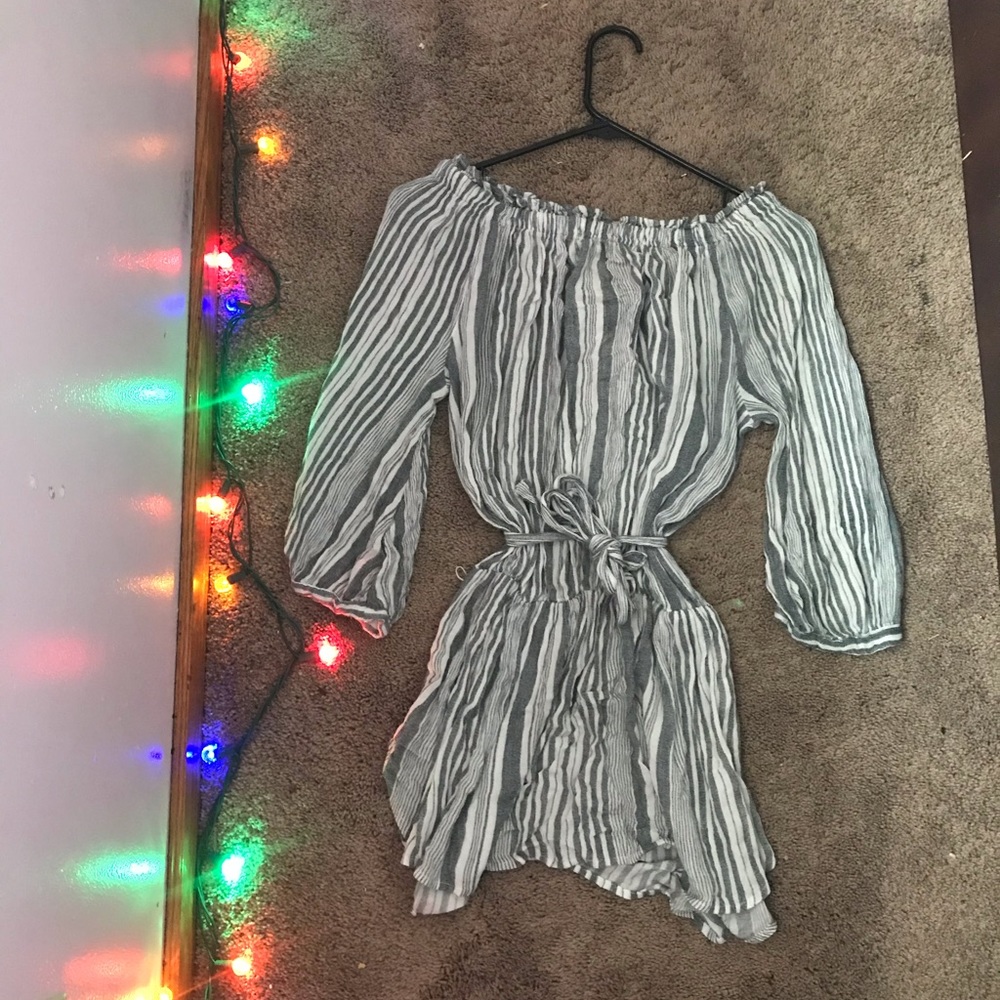 Light blue striped romper